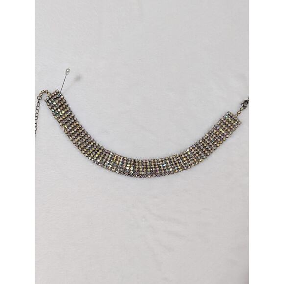Vtge Aurora Crystal Choker 6 rows Flashed All Kinds Of Color.Kneck Size 15" - Picture 14 of 16